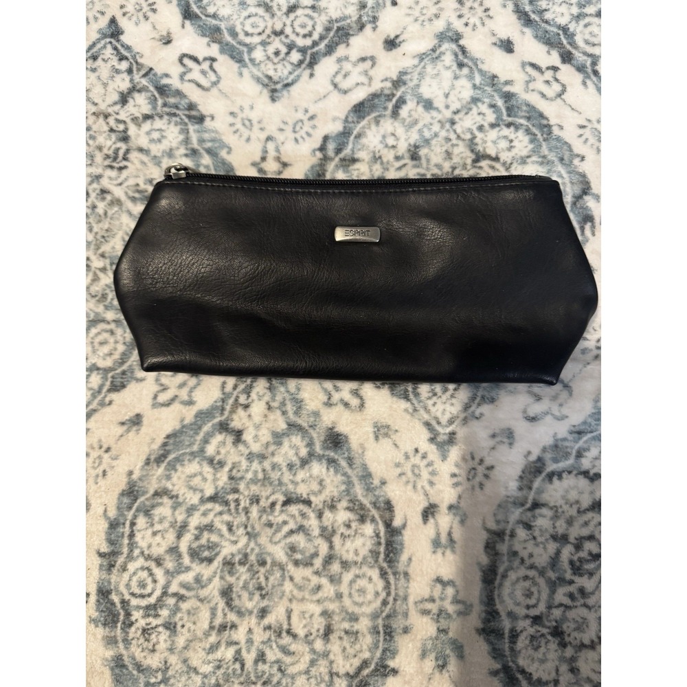 Esprit Vintage Cosmetic Bag Black Leather In Excellent Condition